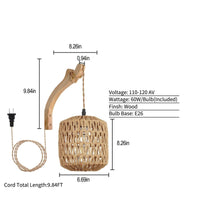 Elegant Rattan Wall Sconce Lighting - Woven E27 Wall Lamp for Bedroom & Living Room 5