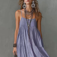 Elegant Retro Bohemian Maxi Dress for Women - Sleeveless Slash Neck Design 1