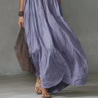 Elegant Retro Bohemian Maxi Dress for Women - Sleeveless Slash Neck Design 2