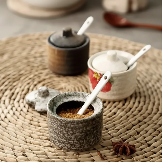 Elegant Retro Ceramic Seasoning Jars - Stylish Small Spice Storage Containers 0