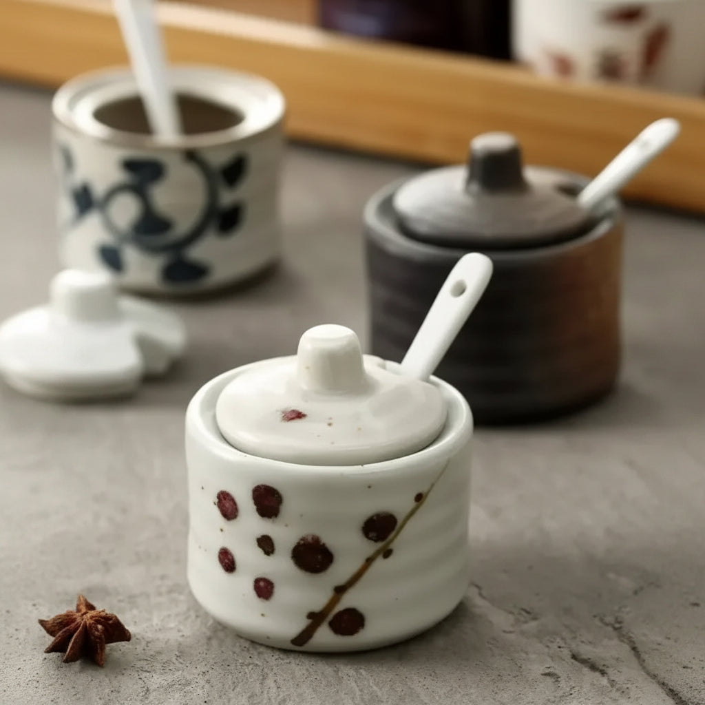 Elegant Retro Ceramic Seasoning Jars - Stylish Small Spice Storage Containers 2