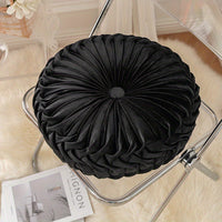 Elegant Round Velvet Cushion - Soft Plush Fabric with Pleated Design & Center Button 9