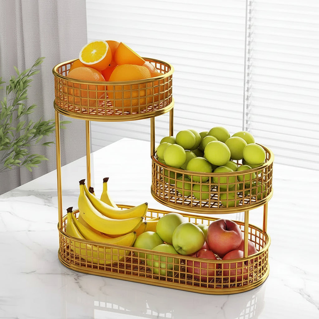 Elegant Stainless Steel Multi-Layer Fruit Basket for Stylish Storage 7