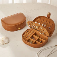 Elegant Travel Jewelry Case - Compact Leather Jewelry Organizer for Women in Black & White 1