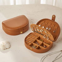 Elegant Travel Jewelry Case - Compact Leather Jewelry Organizer for Women in Black & White 10