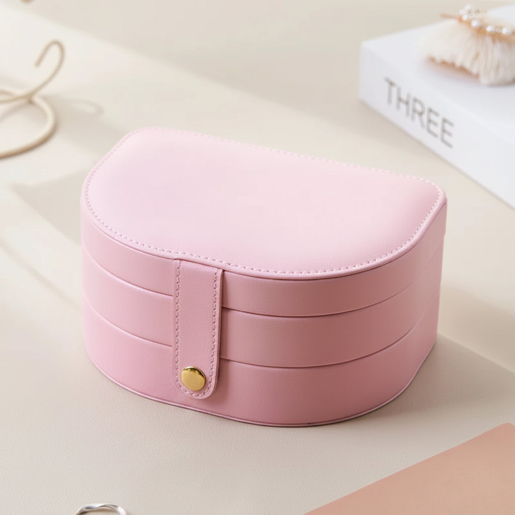 Elegant Travel Jewelry Case - Compact Leather Jewelry Organizer for Women in Black & White 18