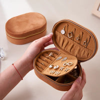 Elegant Travel Jewelry Case - Compact Leather Jewelry Organizer for Women in Black & White 4