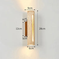 Elegant Travertine Wall Sconce Light - Natural Stone & Wood Wall Lamp for Living Room and Bedroom Decor 5