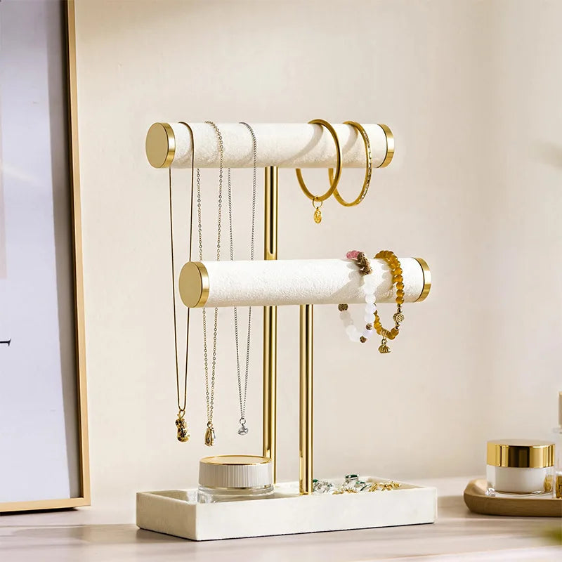 Elegant Two-Level T-Style Jewelry Stand for Bracelets & Bangles Display 0