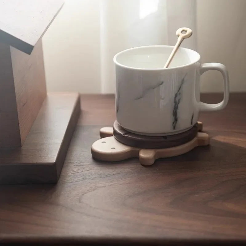 Elegant Walnut Turtle Coaster - Heat Resistant Table Protector Mat for Teapots 3