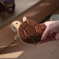 Elegant Walnut Turtle Coaster - Heat Resistant Table Protector Mat for Teapots 4