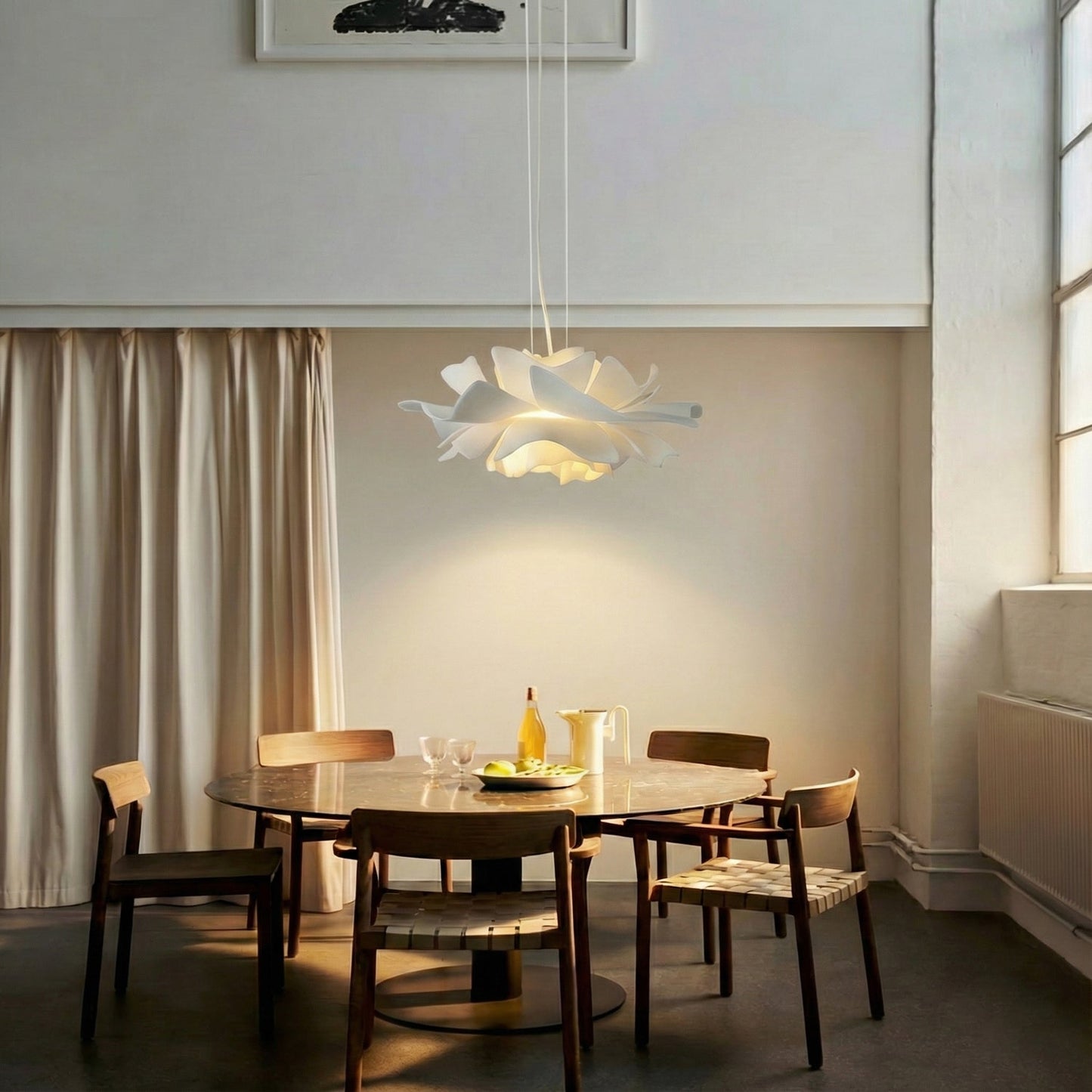 Elegant White Lotus Pendant Light - Glass Kitchen Pendant Lighting in Warm Neutrals 3