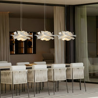 Elegant White Lotus Pendant Light - Glass Kitchen Pendant Lighting in Warm Neutrals 4
