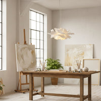 Elegant White Lotus Pendant Light - Glass Kitchen Pendant Lighting in Warm Neutrals 5