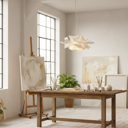 Elegant White Lotus Pendant Light - Glass Kitchen Pendant Lighting in Warm Neutrals 5