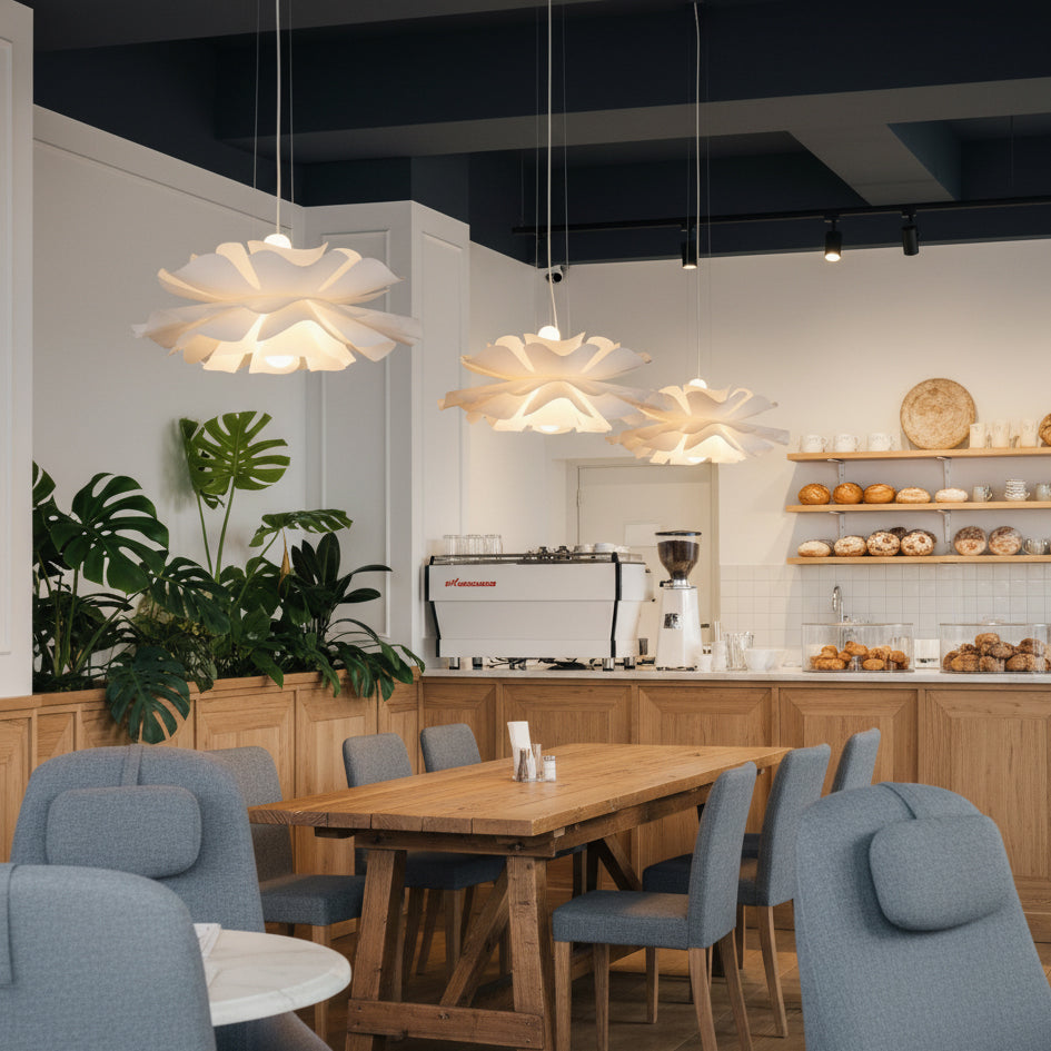 Elegant White Lotus Pendant Light - Glass Kitchen Pendant Lighting in Warm Neutrals 6