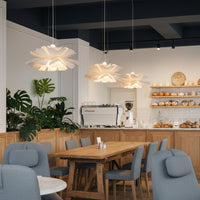 Elegant White Lotus Pendant Light - Glass Kitchen Pendant Lighting in Warm Neutrals 6