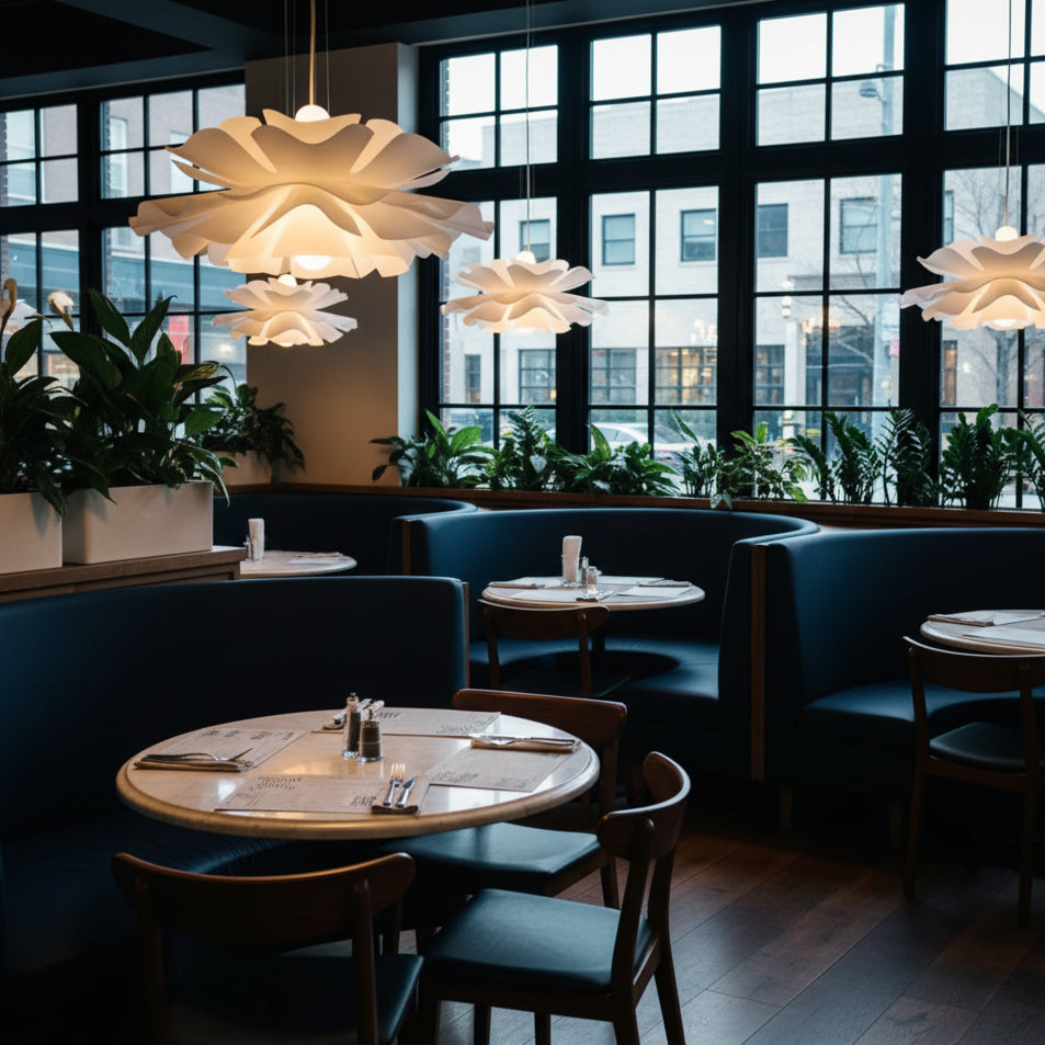 Elegant White Lotus Pendant Light - Glass Kitchen Pendant Lighting in Warm Neutrals 7