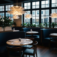 Elegant White Lotus Pendant Light - Glass Kitchen Pendant Lighting in Warm Neutrals 7