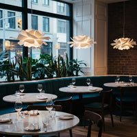 Elegant White Lotus Pendant Light - Glass Kitchen Pendant Lighting in Warm Neutrals 8