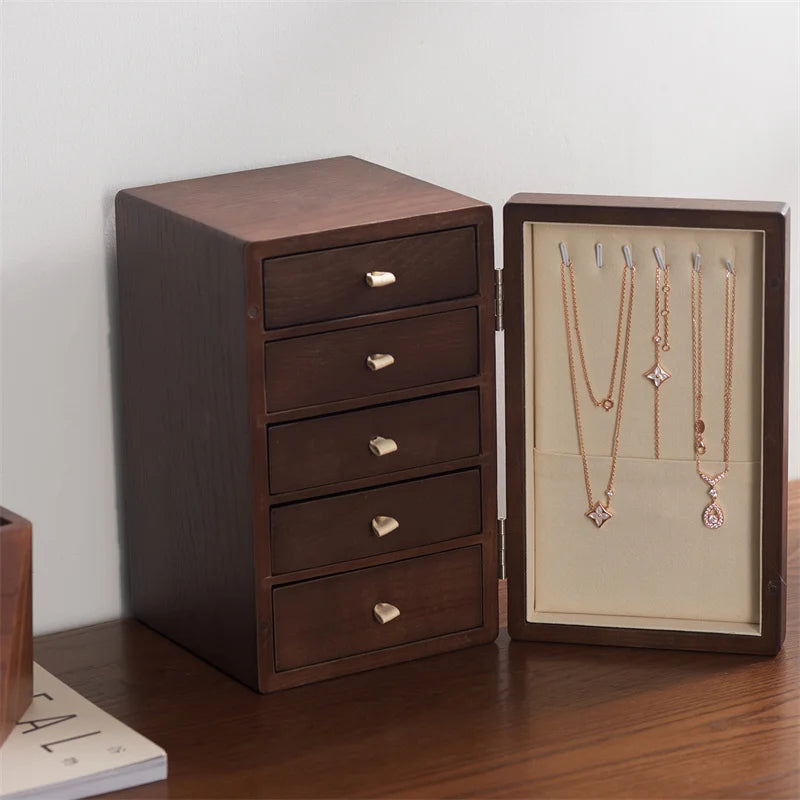 Elegant Wooden Jewelry Box for Women - Multi-Layer Jewelry Organizer with Magnetic Absorption 2