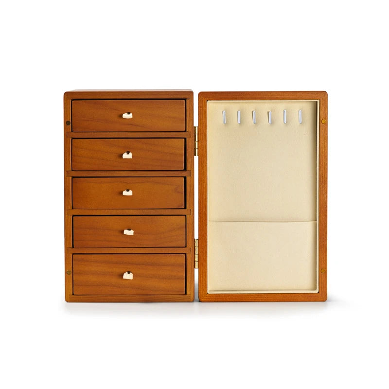Elegant Wooden Jewelry Box for Women - Multi-Layer Jewelry Organizer with Magnetic Absorption 6