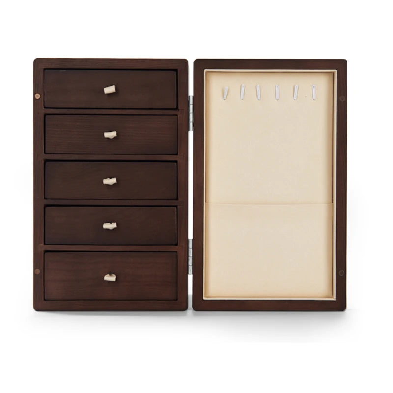 Elegant Wooden Jewelry Box for Women - Multi-Layer Jewelry Organizer with Magnetic Absorption 8