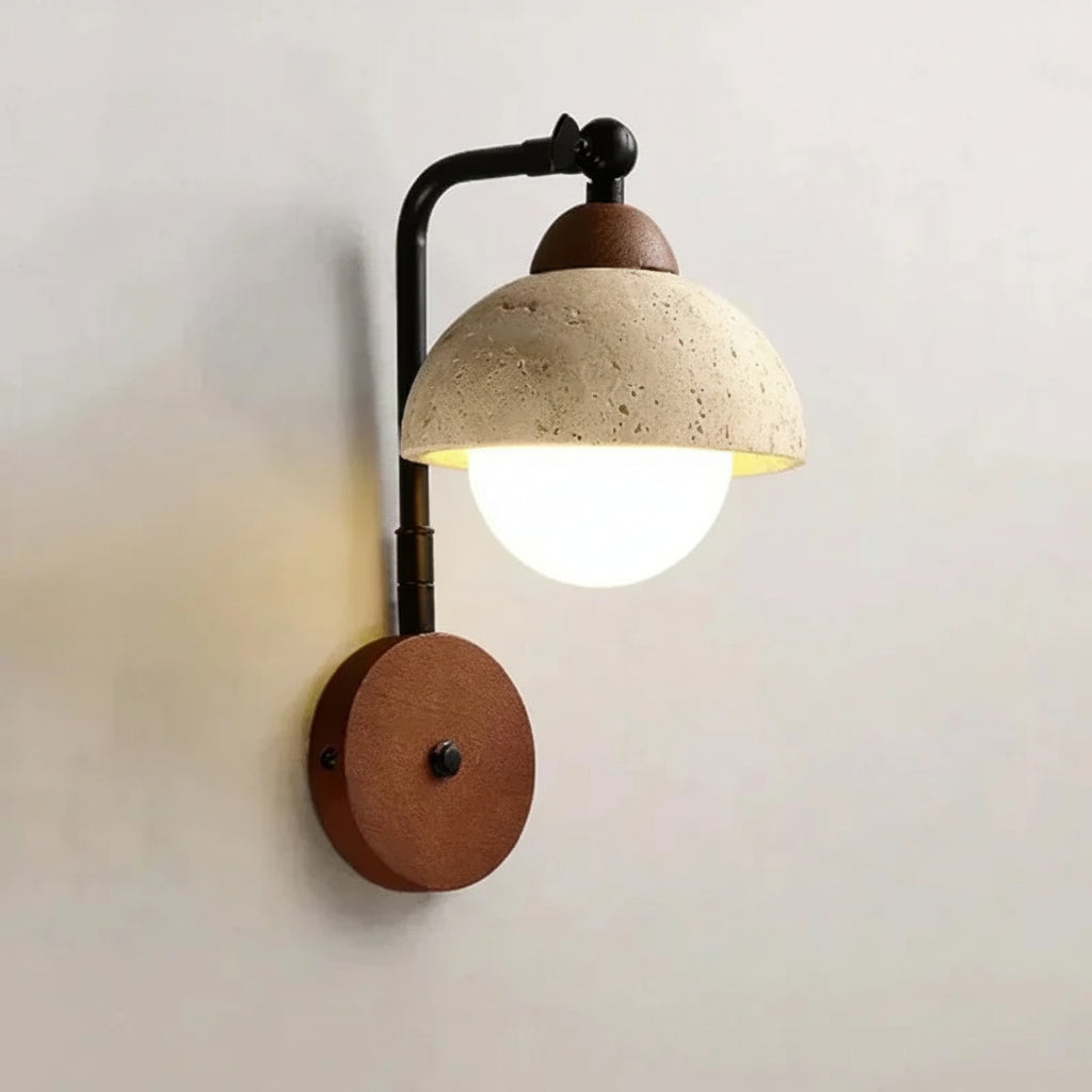 Elegant Yellow Travertine Half Circle LED Wall Lamp for Modern Home Decor 0
