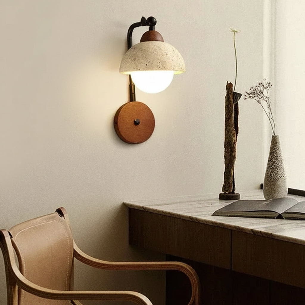 Elegant Yellow Travertine Half Circle LED Wall Lamp for Modern Home Decor 1