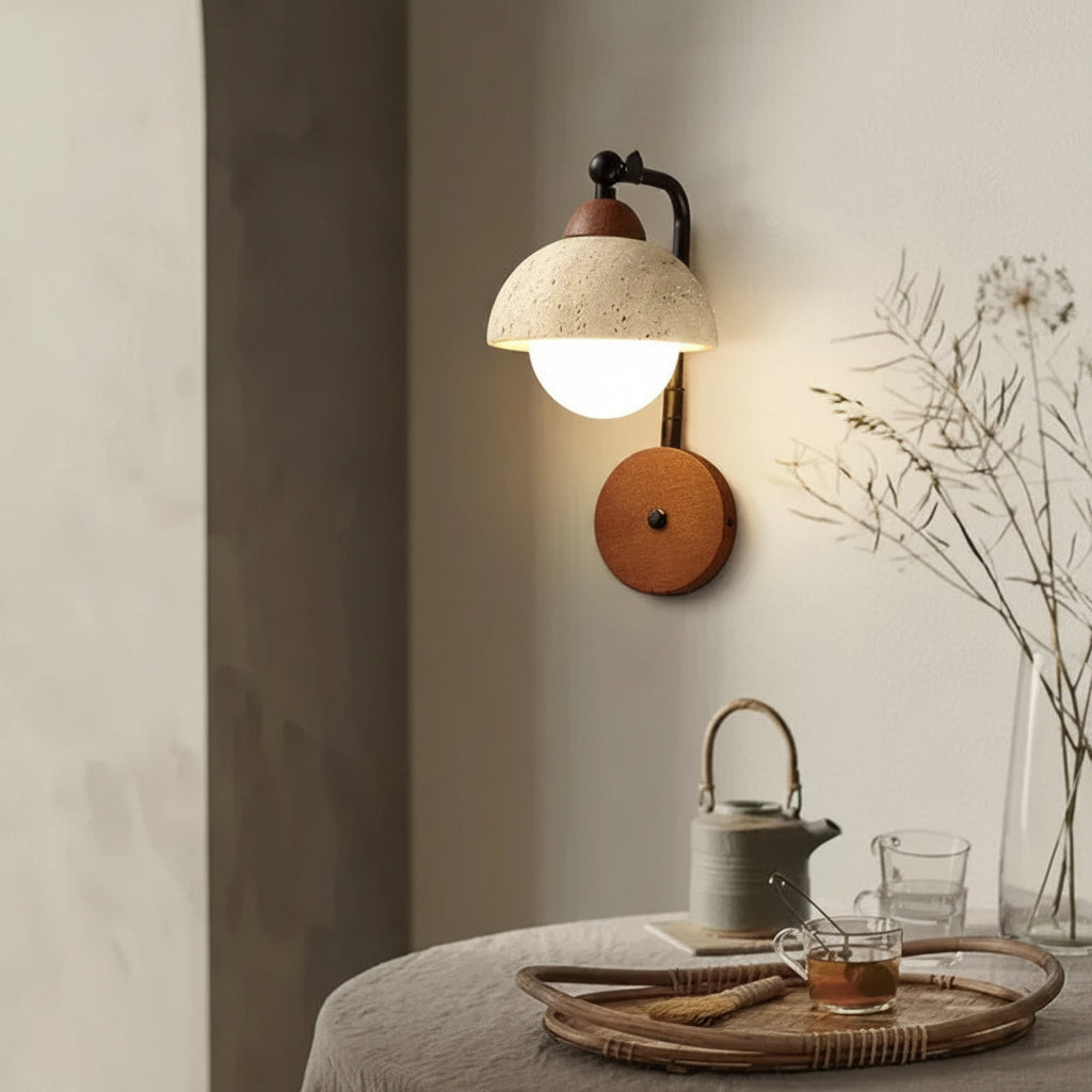 Elegant Yellow Travertine Half Circle LED Wall Lamp for Modern Home Decor 2