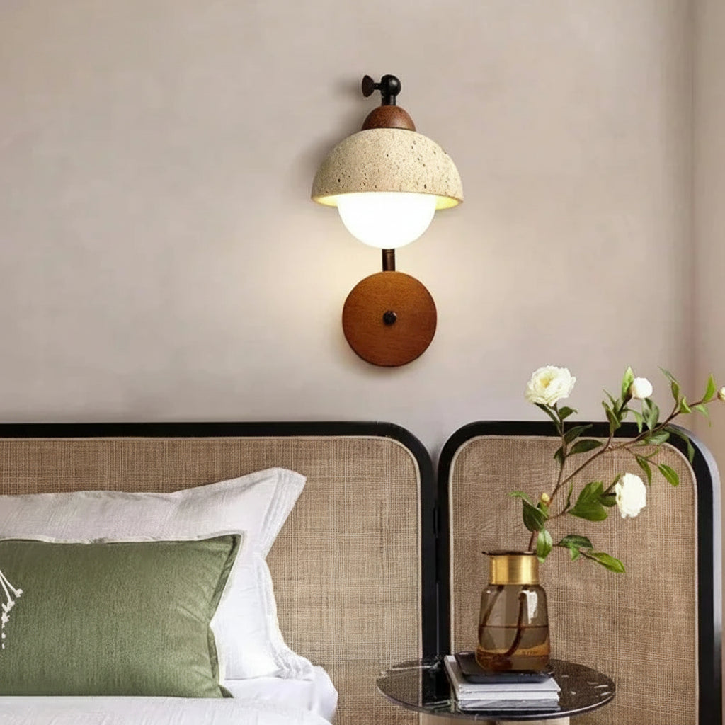 Elegant Yellow Travertine Half Circle LED Wall Lamp for Modern Home Decor 3