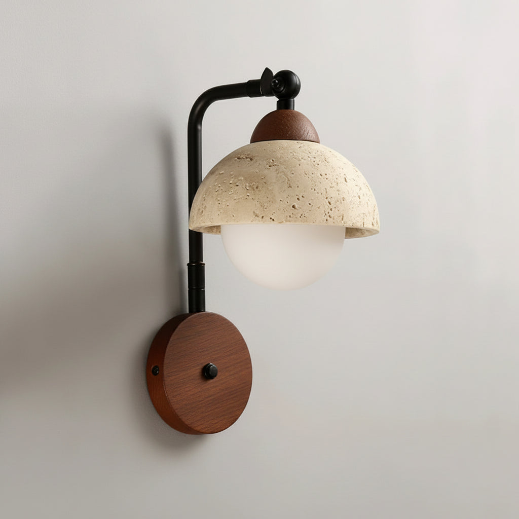 Elegant Yellow Travertine Half Circle LED Wall Lamp for Modern Home Decor 4