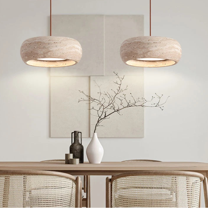 Elegant Yellow Travertine Pendant Lighting - Unique Kitchen Island Fixture 0