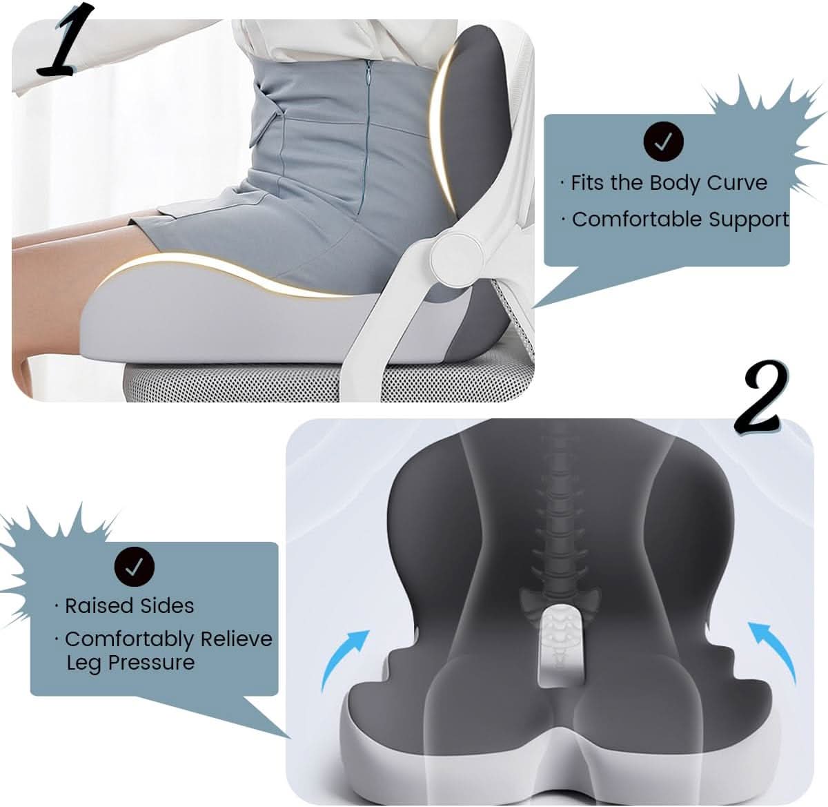 ErgoComfort Pad - Premium Memory Foam Seat Cushion for Posture Support 3