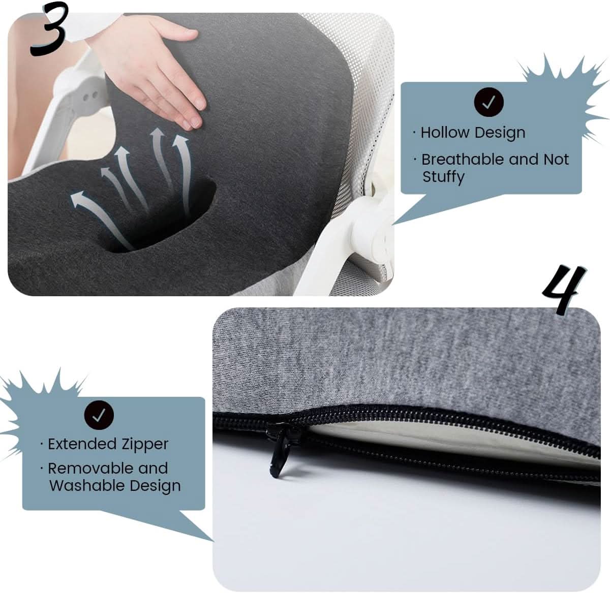 ErgoComfort Pad - Premium Memory Foam Seat Cushion for Posture Support 4