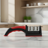 Ergonomic 3-Stage Manual Knife Sharpener with Non-Slip Handle for Precision Sharpening 3