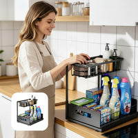 Expandable Double Layer Under Sink Organizer with Pull-Out Baskets - Kitchen & Bathroom Storage Solution 0