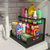 Expandable Double Layer Under Sink Organizer with Pull-Out Baskets - Kitchen & Bathroom Storage Solution 4
