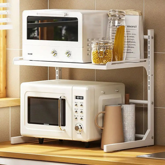 Expandable Kitchen Shelf - Adjustable Metal Storage Organizer for Microwave 0