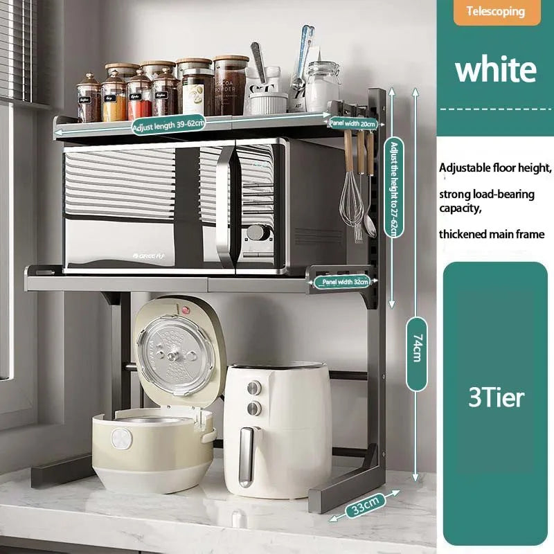 Expandable Kitchen Shelf - Adjustable Metal Storage Organizer for Microwave 6