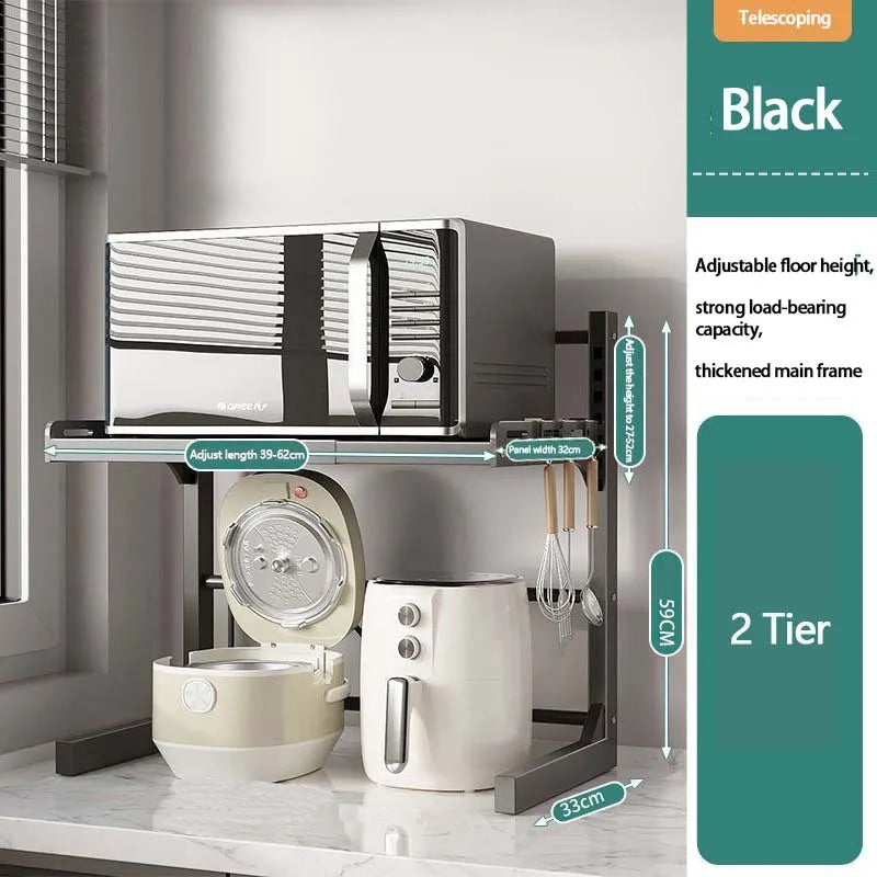 Expandable Kitchen Shelf - Adjustable Metal Storage Organizer for Microwave 7