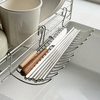Expandable Stainless Steel Over The Sink Dish Rack & Utensil Holder 2