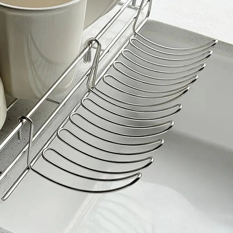Expandable Stainless Steel Over The Sink Dish Rack & Utensil Holder 3