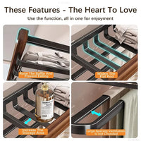 Foldable Walnut Towel Rack with Hooks & Storage Shelf for Bathroom Towel Storage 4