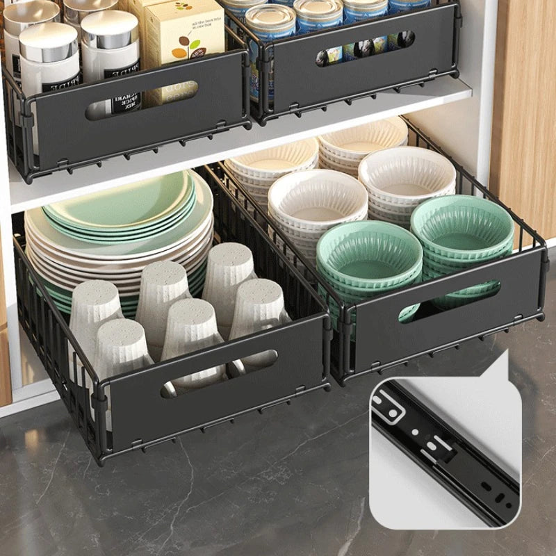 Folding Cabinet Storage Rack - Multifunctional Pull-Out Basket for Kitchen Organization 5