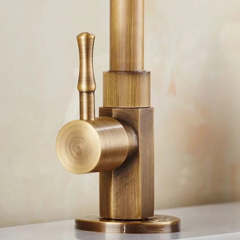 GOLDENSWAN – Antique Brass Swan Neck Faucet for Kitchen & Bathroom 4