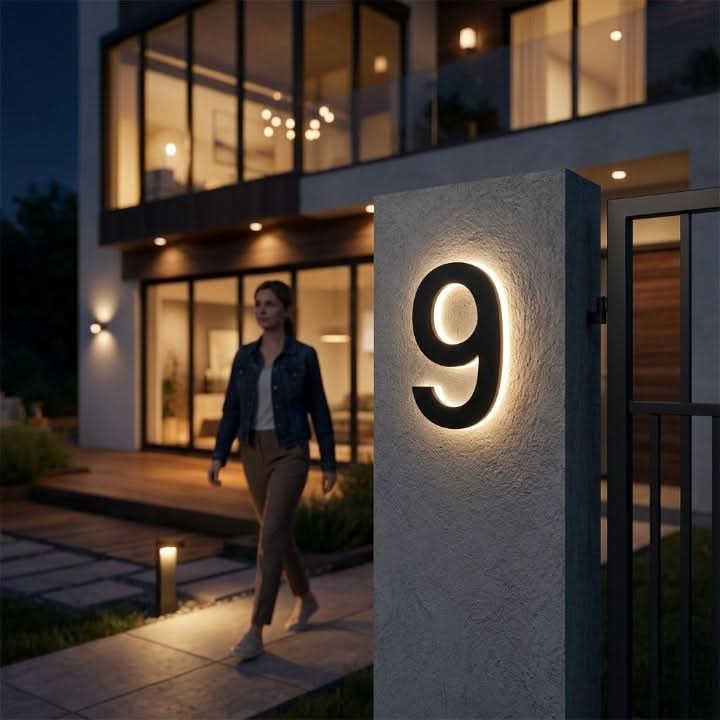 HOUSELIT – Bagbelyst LED-husskilt for tydelig synlighed