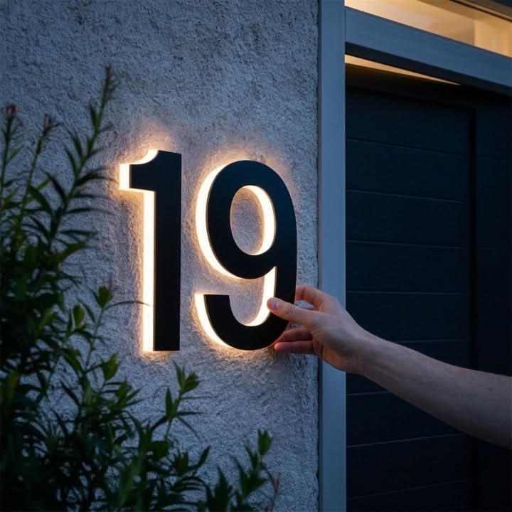 HOUSELIT – Bagbelyst LED-husskilt for tydelig synlighed