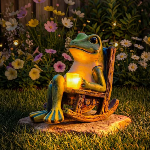 SOLARHOP – Statue de grenouille de jardin avec éclairage automatique