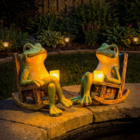 Glowing Garden Frog Statue - Solar-Powered Outdoor Decor with Automatic Illumination 1